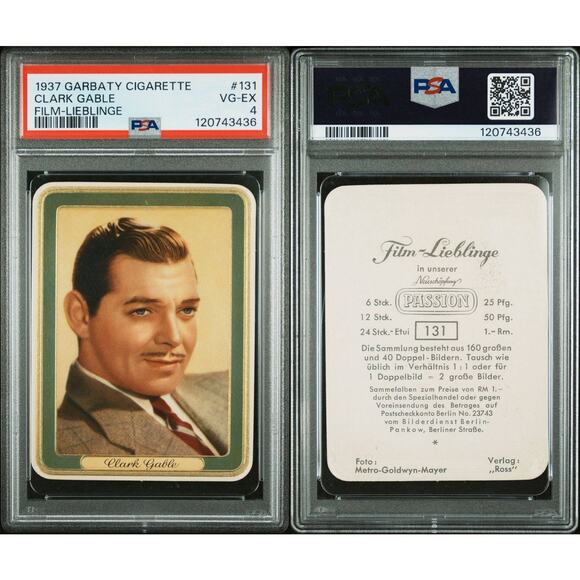 1937 Garbaty Clark Gable PSA 4 Film Lieblinge Card #131 Gone With the Wind - Picture 2 of 4